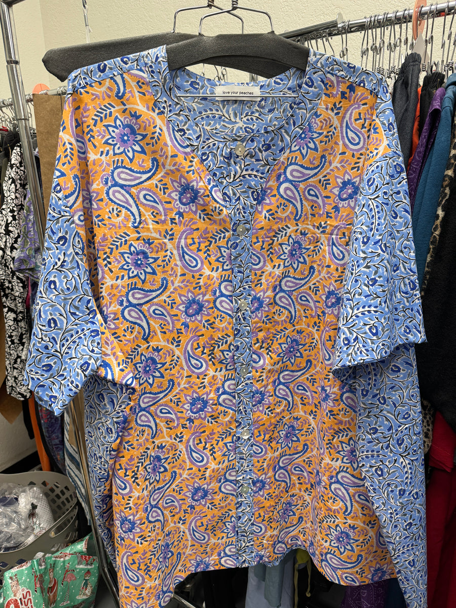 ANATOMICA／BOURGERON CAMBRIC COTTON 21SS C26.1 - Hand Printed Cotton Cambric - creamsicle joy *** – Love
