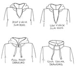 Hoodie Tunics, straight cut  - hood and collar variations