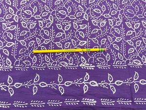 C19.8 - Cotton Voile - hand-printed - white on purple border print***