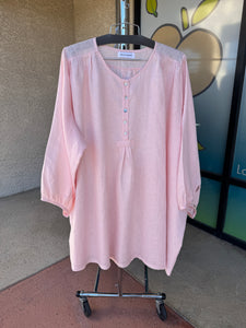 4x Henley Tunic - pink hanky weight linen *****