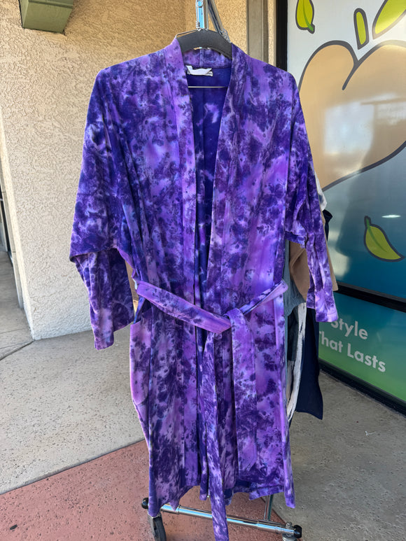 4x - Bathrobe - separate belt - Purple Cotton Flannel