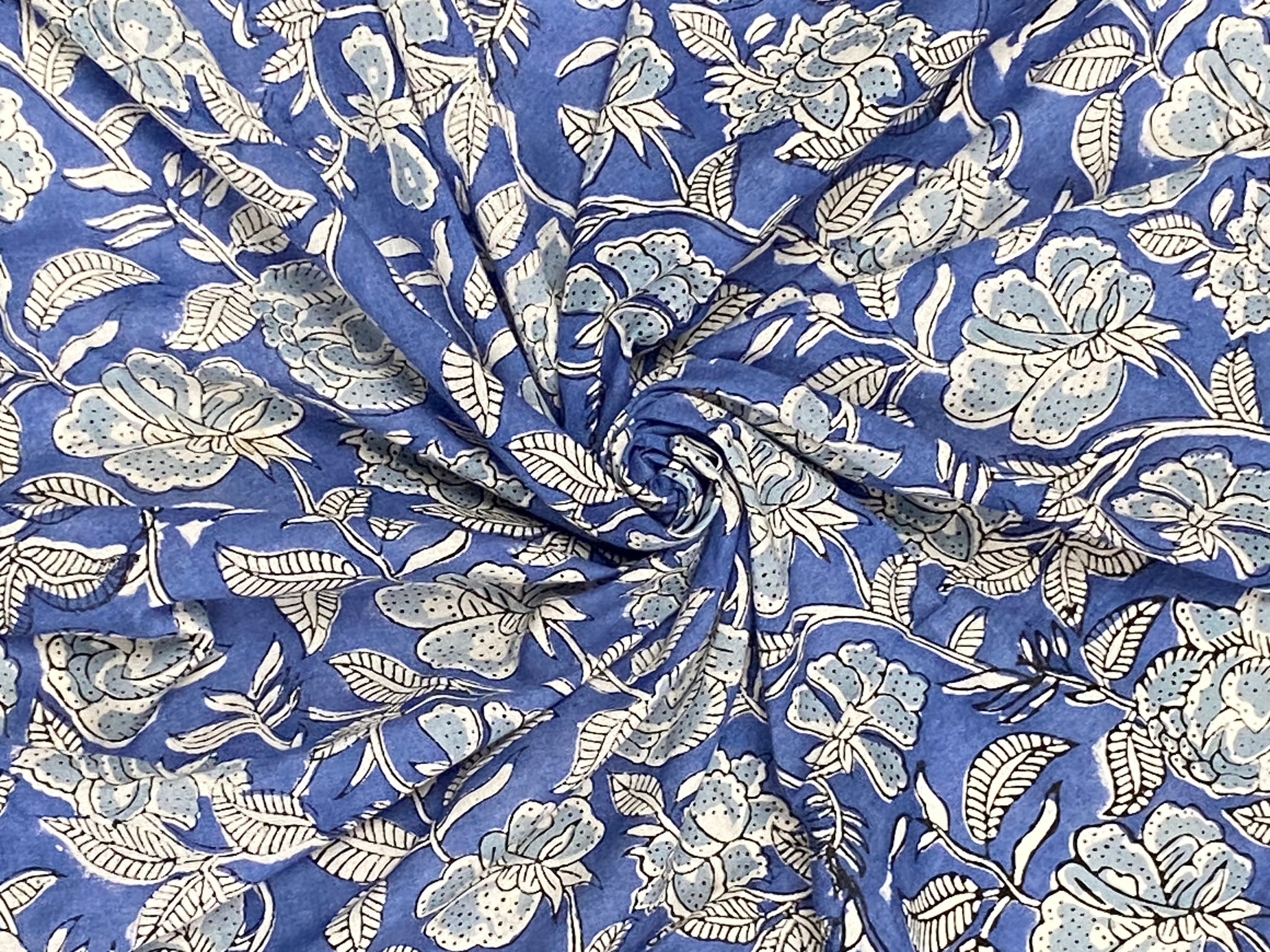 C19.6 - Cotton Voile - hand-printed - moody blues *** – Love Your Peaches  Clothing Co.