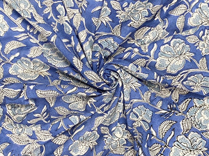 C19.6 - Cotton Voile - hand-printed - moody blues ***