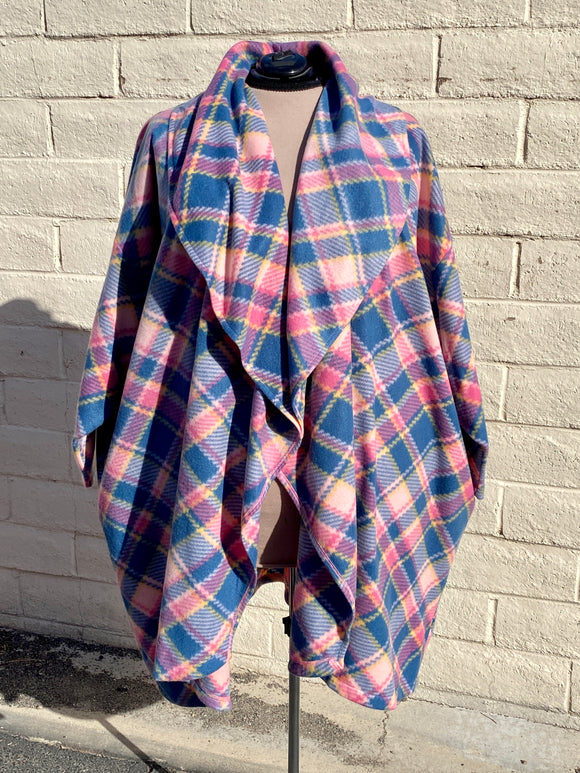 Cozy Coat - size Small - Pink and Blue Argyle