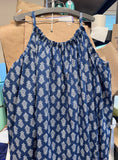 C24.3 - Hand Printed Cotton Cambric - indigo bouguet ***