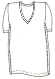 V-Neck Tee with Stripe - Cotton Spandex Jersey
