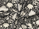 C25.2 - Hand Printed Cotton Cambric - midnight lotus ***