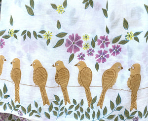 C26.8 - Hand Printed Cotton Cambric - birds border ***